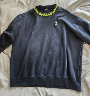 Manchester United Adidas Training Crewneck Sweatshirt Navy & Electric Green 2XL - Image 1 of 4