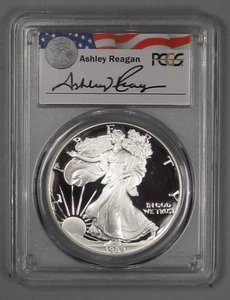 Deep Cameo PROOF 1989-s Silver American Eagle PCGS PR69DCAM Ashley Reagan Signed - Picture 1 of 11