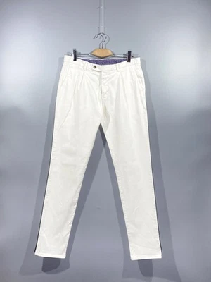 BOGGI MILANO Men's White 'BGDANDY' Classic Tapered Italian Chino Pants Size 50 - Image 1 of 4