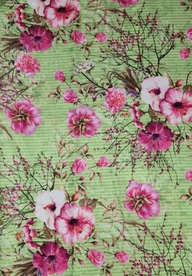 Wool Blend Floral Printed Thick Winter Spun Soft Fabric 45”W Sold BTY Green 💚  - Image 1 of 4