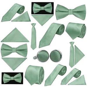 Klassische schmale Fliege Seegras Satin für Herren Jungen Hochzeit formell Seite Bräutigam - Bild 1 von 45