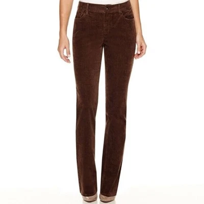 St. John’s Bay Women’s Size 16 Ultra Tall Corduroy Pant Brown Straight Leg Mid - Image 1 of 4