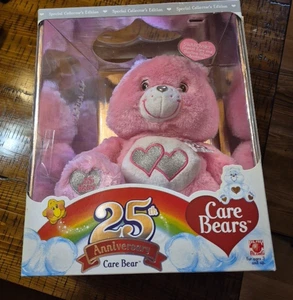 Pink Care Bears 25th Anniversary Love A Lot SWAROVSKI Crystal Eyes Silver Hearts - Picture 1 of 18