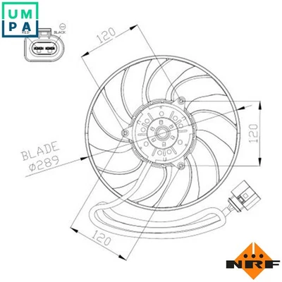 FAN ENGINE COOLING 47946 FOR AXA 2.0L AXB/AXC/BRS/BRR 1.9L 4cyl AXD/AXE 2.5L - Image 1 of 4