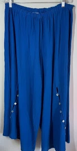 OH MY GAUZE Dallas Baumwoll Hose XL Colbat blau Lagenlook weites Bein Boho Palazzo - Bild 1 von 8