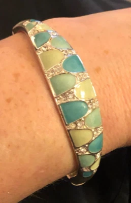 Avon Precioso Brazalete Pulsera con Piedras Color Verde Turquesa Estrás Foto 1 de 4