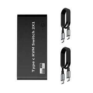8K 2x1 USB C KVM Switch 100W PD Charge 2 In 1 Out  For 2 Laptop 1 Monitor - Afbeelding 1 van 13