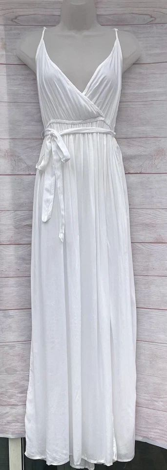 Vestido encubierto de natación blanco playero talla 10 tirantes de espagueti abertura en la pierna de ASOS Foto 1 de 4