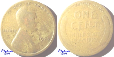 1928 Lincoln Wheat Cent - Improper Alloy Mix Wood Grain Woody - Rare Error Coin - Image 1 of 4