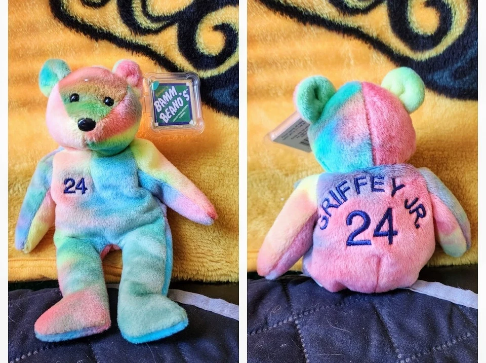Ken Griffey Jr. 1998 Salvino's Bamm Beano's #24 Tie Dye Plush Beanie Bear  - Image 1 of 1