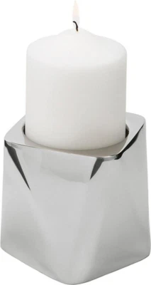 1 x FINK Edelstahl Kerzenständer NAVONA Stumpenkerzenhalter H. 10 cm Exclusiv - Bild 1 von 2