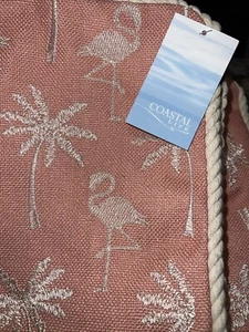 Coastal Life Pillow Sham Flamingo Palm Tree Rope 20x20 NWT Terra Cotta Pink - Picture 1 of 1