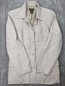 Eddie Bauer Womens 100% Linen Blazer Jacket Pockets Beige Size 10 Summer - Picture 1 of 8