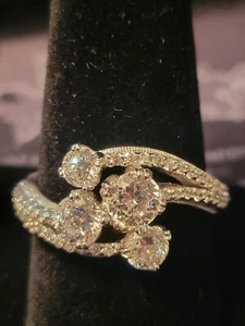 Vintage TACORI Sterling Silver Cz Engagement Ring Size 10 - Picture 1 of 7