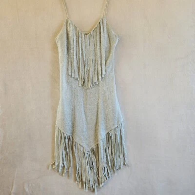 Vintage 70s Studio 54 Silver Lurex Fringe Dress Disco Diva New Leaf by Samir 7/8 - Image 1 of 4