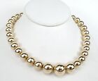 14k Yellow Gold 12-16.25mm Graduated Hollow Gold Bead Necklace 17 1/8''