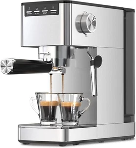 Cafeteras Expresso compactas de 20 bares para el hogar de acero inoxidable con varita de vapor - Imagen 1 de 7