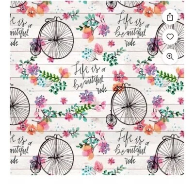 David Textiles BEAUTIFUL RIDE Bikes Print 100% Cotton Quilt Fabric 1 & 1/2  YARD - Image 1 of 3