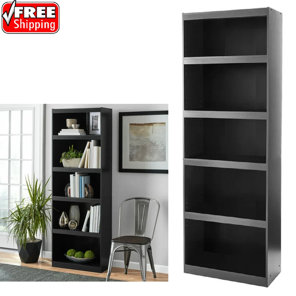 Mainstays MS61002021002TO Framed 5-Shelf Bookcase - True Black Oak