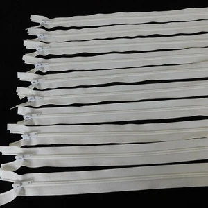 10 White Nylon Coil 31" Lg Gauge 5 Bottom Separating One Way Zipper 1.1875" Wide - Picture 1 of 6