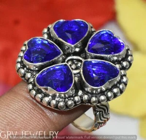Tanzanite Quartz Gemstone Ring Heart Style Silver Overlay Us Size 9.5" U297-G143 - Picture 1 of 1