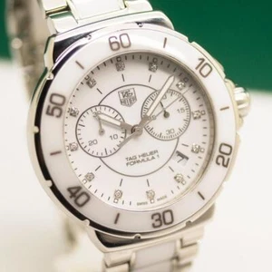 TAG HEUER FORMULA 1 CAH1211 WHITE CERAMIC STEEL DATE QUARTZ UNISEX WATCH - Picture 1 of 12