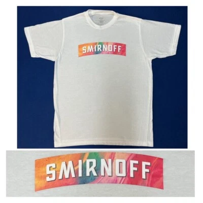 SMIRNOFF Tangerine T-Shirt NWOT Sz M Chest 39” White Summer Colors Beach Vodka - Image 1 of 4