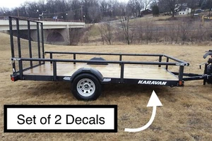 KARAVAN Replacement TRAILER DECAL Stickers - SET OF 2 - 18” White Boat Utility - Picture 1 of 1