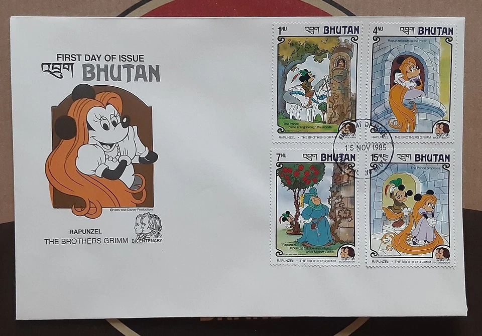 BHUTAN 1985 FDC Disney Mikey Beanstalk Scott 522-4, 6 Superb 3375 - Image 1 of 1