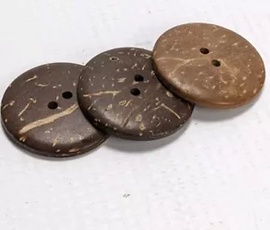 3X medium Coconut Wood Button - 1-1/8" - Picture 1 of 5