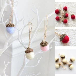 6x Mini Acorn Hanging Decorations Tree Christmas Wool Felt Pine Tower Ball - Picture 1 of 9