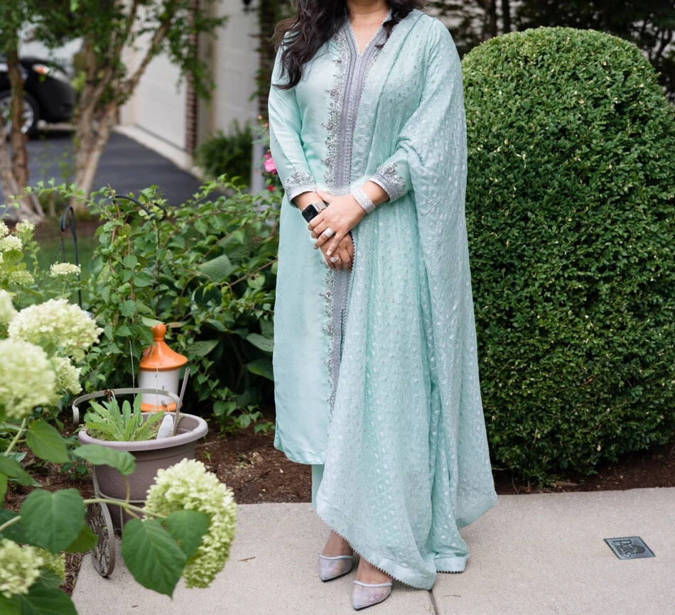 HANDMADE RAW SILK LIKE SUFFUSE  Sana Safinaz Asim Jofa SALWAR KAMEEZ MARIA B - Image 1 of 4