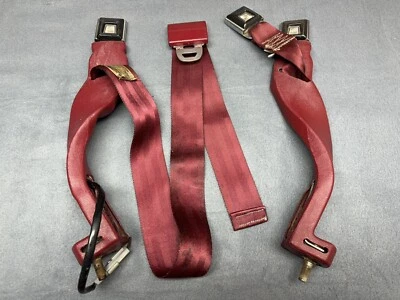 92-96 Ford F-150 F-250 F-350 rojo 40/20/40 salto tipo asiento cinturón pestillos OEM Foto 1 de 4