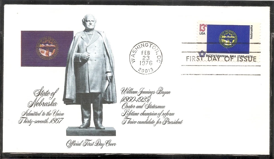 US SC # 1669 Flags Of the USA. Bicentennial Issue ( Nebraska ) Fleetwood - Image 1 of 1