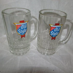 VINTAGE ALTER STIL GLAS BIERKRUG BREWERIANA PAAR - Bild 1 von 1