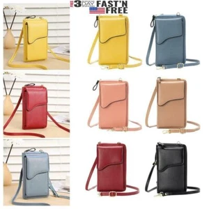 Women Small Crossbody Cell Phone Purse Shoulder Bag Pouch Handbag Wallet Leather - Picture 1 of 32