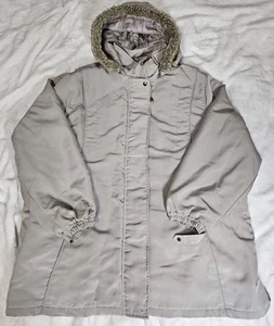 Harve Benard Beige Zip Front Fur Brimmed Hooded Parka Jacket Size 2XL - Picture 1 of 18