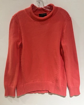 New J.Crew Always Sweater Women Medium Pullover Coral Pink Cotton Blend Knit - Image 1 of 4