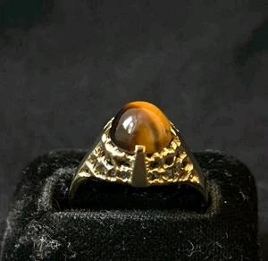 Wunderschöner Goldring 333 Gelbgold Tigerauge Gold Gr. 55  Design Ausgefallen - Bild 1 von 22