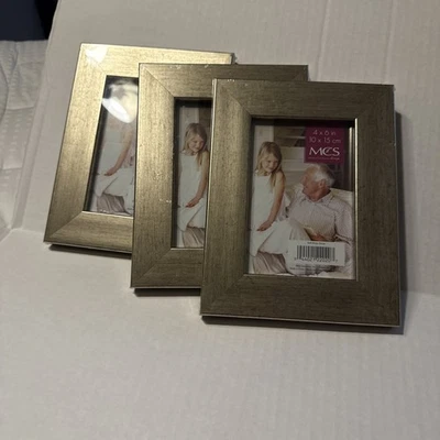 Juego de 3 marcos de fotos MCS rústicos bronce/plata 4x6 Foto 1 de 3