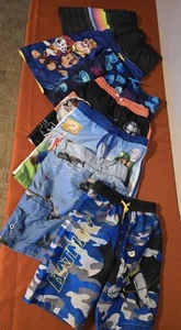 Lot of 7 Boys Size 7 Batman Mario Star Wars Pal Patrol Swim Trunks - Picture 1 of 15