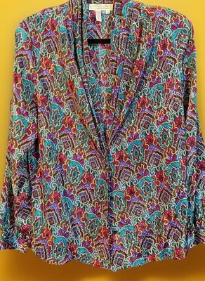 Винтажный 90-х красивый Laura & Jayne блузка наплечные подушечки цветной пейсли - Изображение 1 из 4