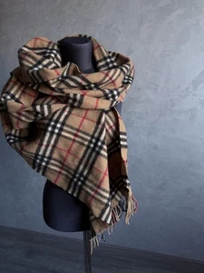 Vintage Burberry London Beige Classic Nova Check  Scarf Lambswool Mad In England - Picture 1 of 5