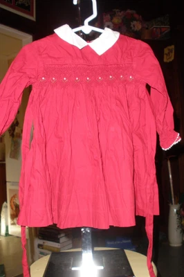 Vestido Vintage Años 60 Polly Flinders Borgoña Calado a Mano Talla 3T Foto 1 de 4