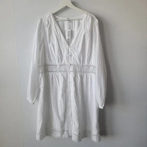 Old navy women's Waist-Defined Cutwork Mini Dress size XLT long sleeve v-neck - Picture 1 of 9