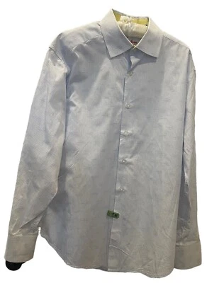 Robert Graham Blue White Check Long Sleeve Flip Cuff Dress Shirt Mens Sz Large - Image 1 of 4