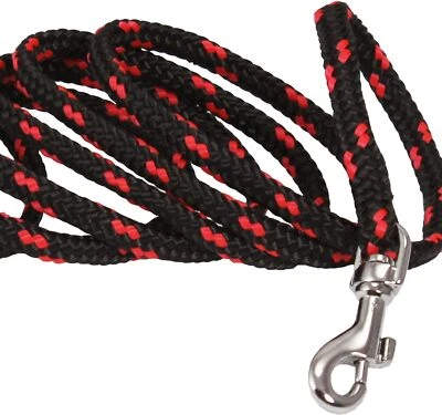 Dogs My Love 6ft Long Braided Rope Dog Leash Red with Black 6 Sizes - Image 1 of 4