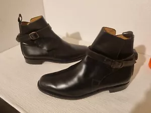 Sanders Buckle Strap Jodhpur Black Leather Boots Size Uk 11 Made In England - Picture 1 of 24