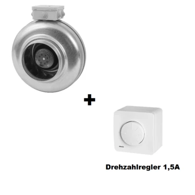 EUROPLAST Rohrventilator Drehzahlregler Kanallüfter Rohrlüfter Radiallüfter 125mm 421m³/h