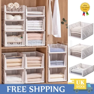 2pcs White Wardrobe Drawer Unit Organizer Clothes Closet Stackable Storage Boxes - Picture 1 of 14